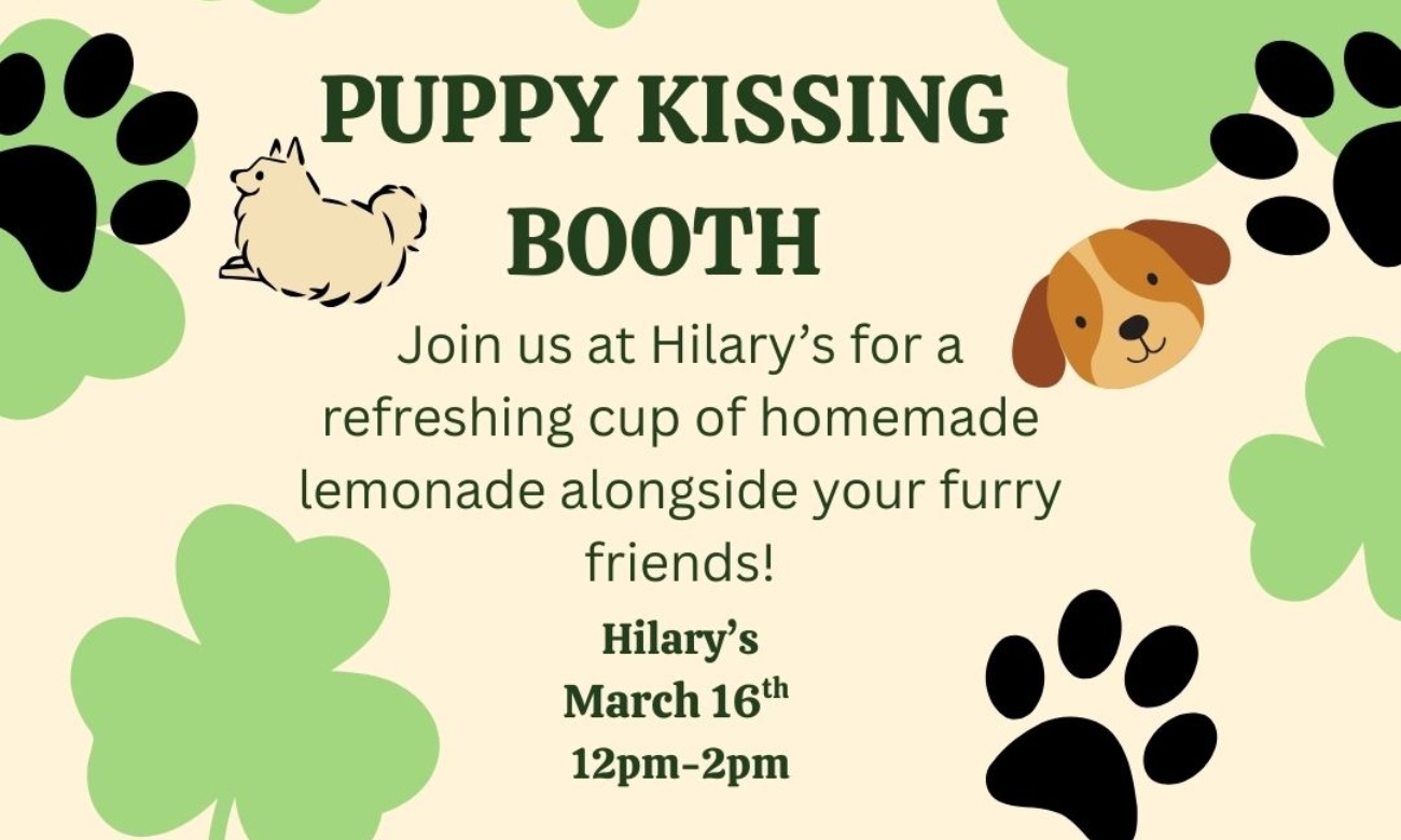 Image of Puppy Kissing Booth -- "Kiss me, I'm Irish" with BU Lead and Pre-Vet Club