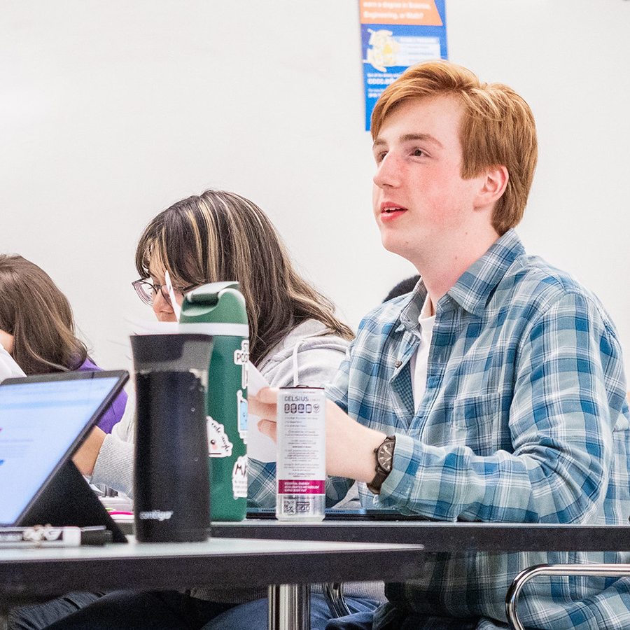 A student engaged in class