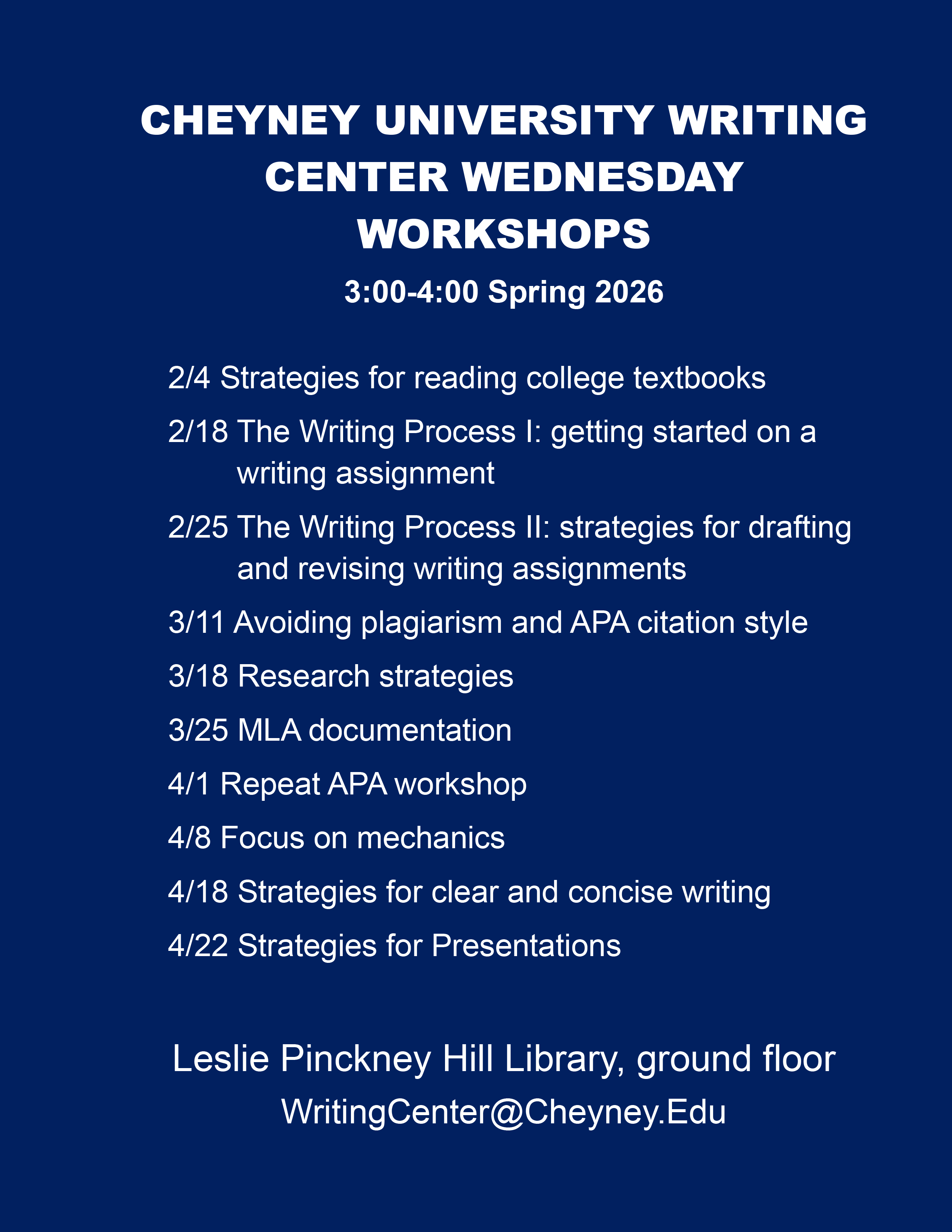 Image of The Cheyney University Writing Center: Wednesday Workshop