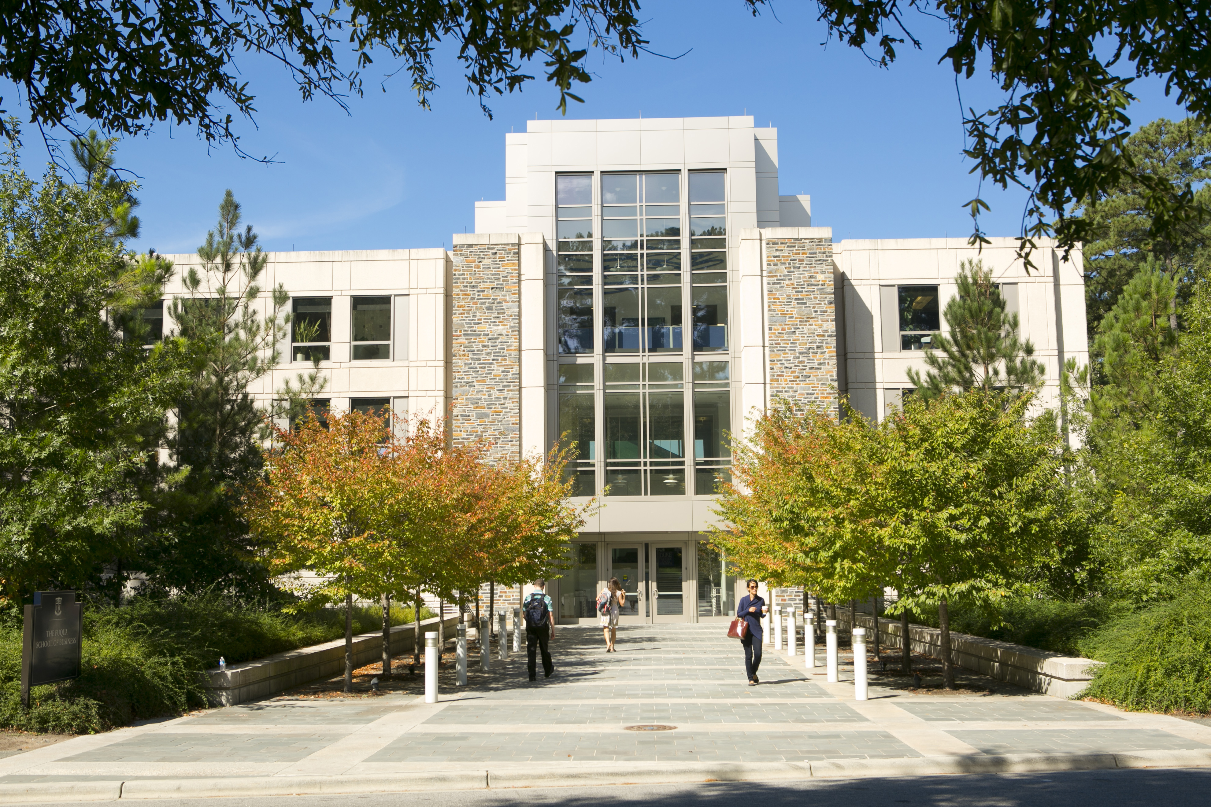 Science Drive entrance to Breeden Hall at the Fuqua School of Business: Les Todd