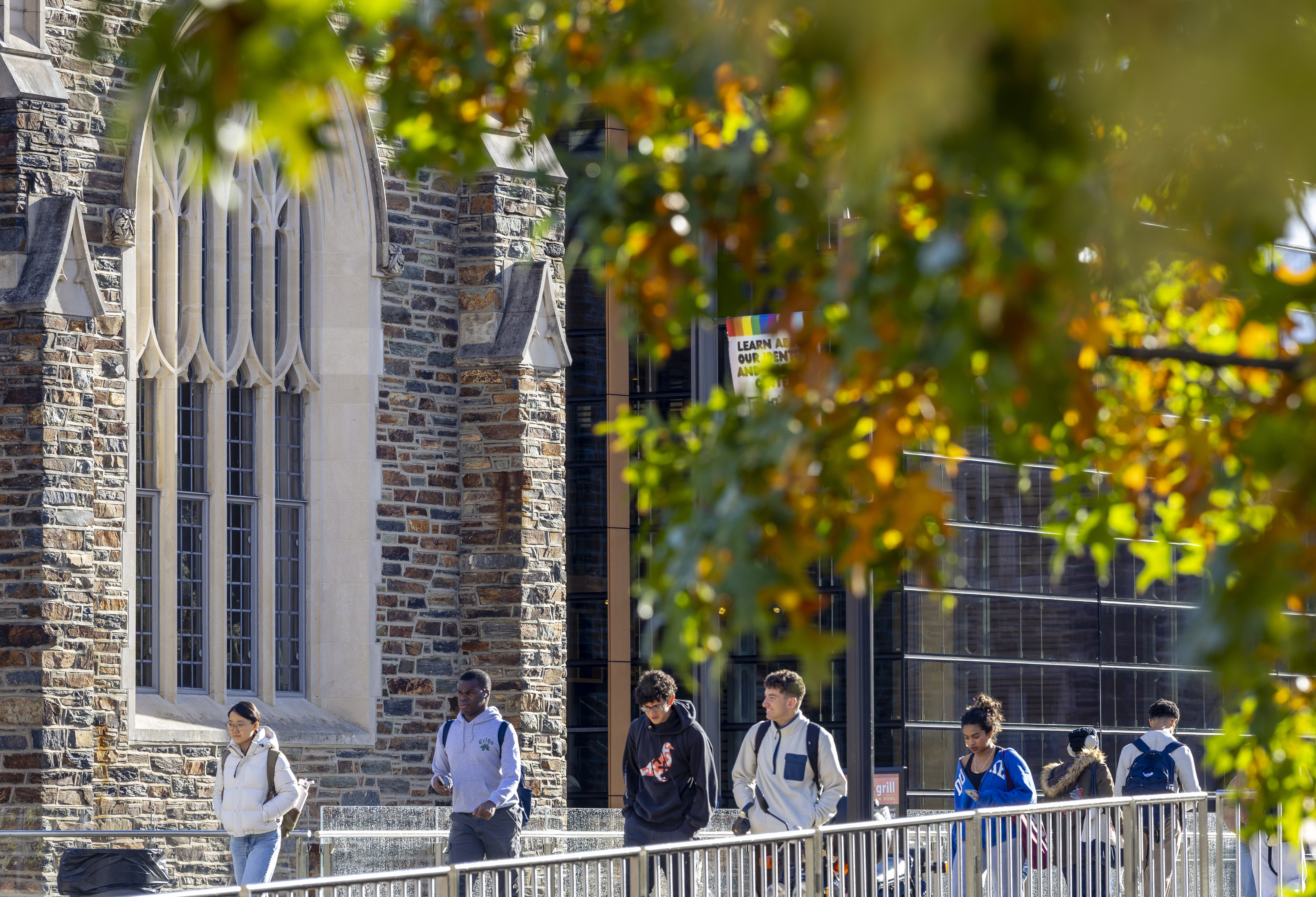 The Duke community walks past the Brodhead Center on a beautiful late October morning: Jared Lazarus