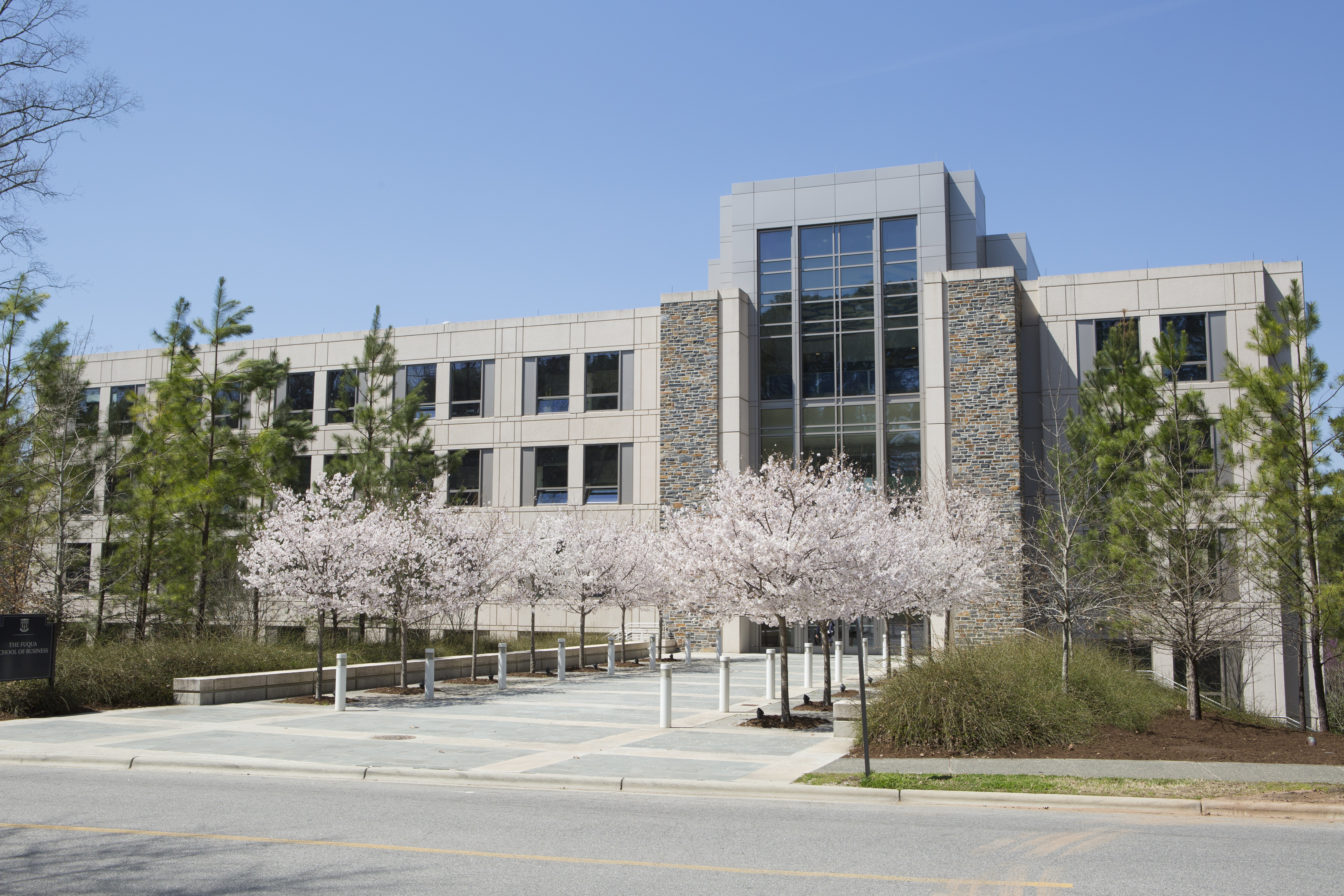 Science Drive entrance to Breeden Hall at the Fuqua School of Business
