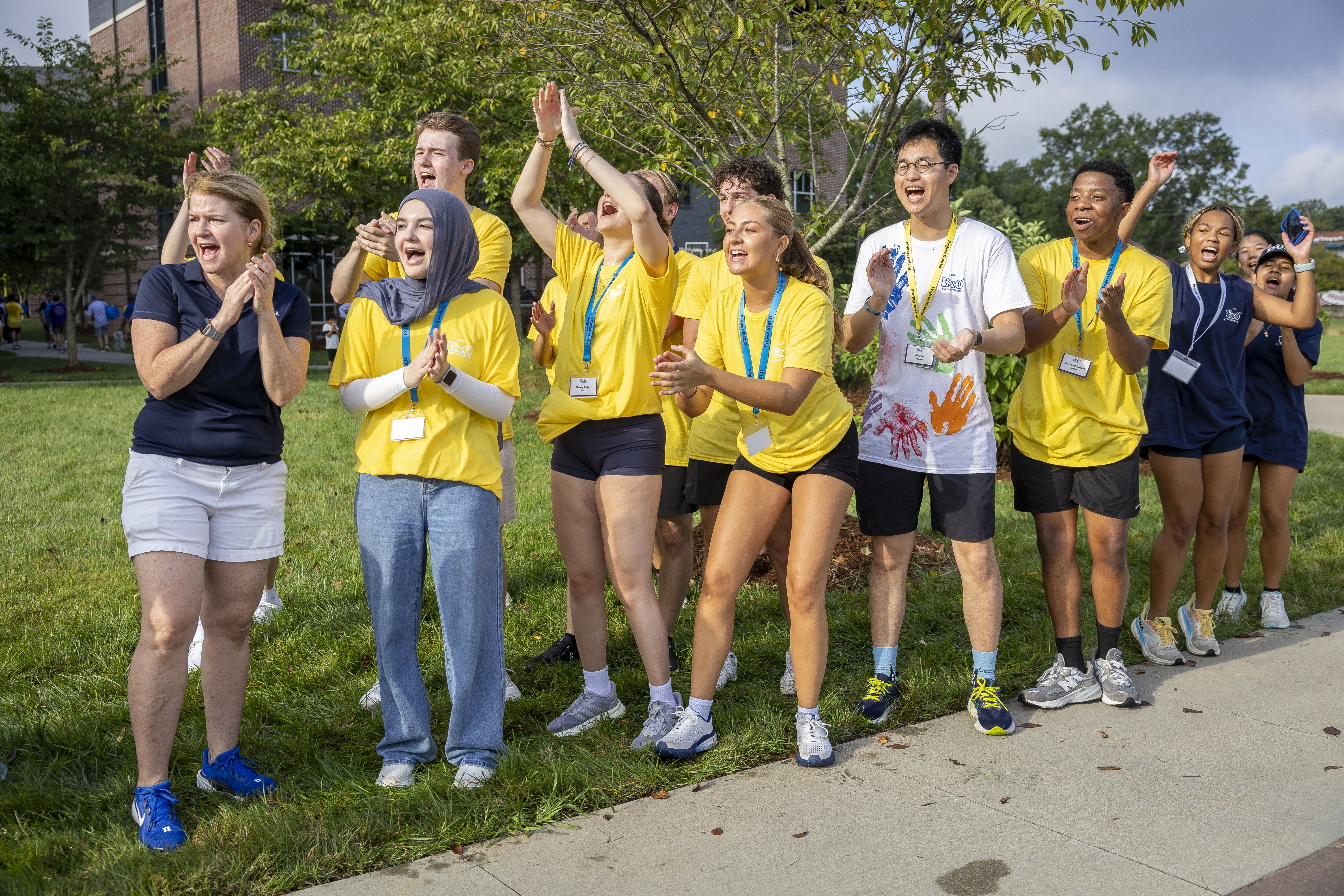 Leaders cheer during Class of 2029 Move-in Day: Jared Lazarus