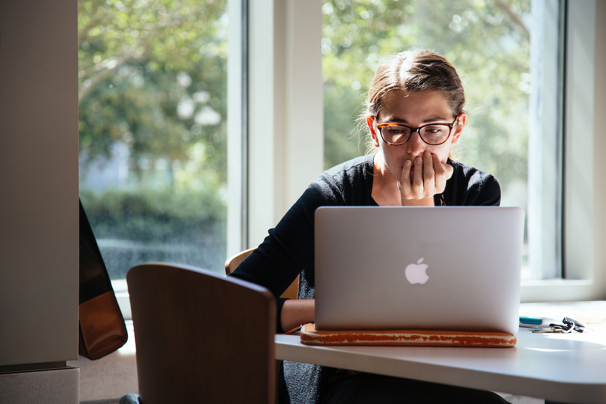 Student sitting in front of laptop