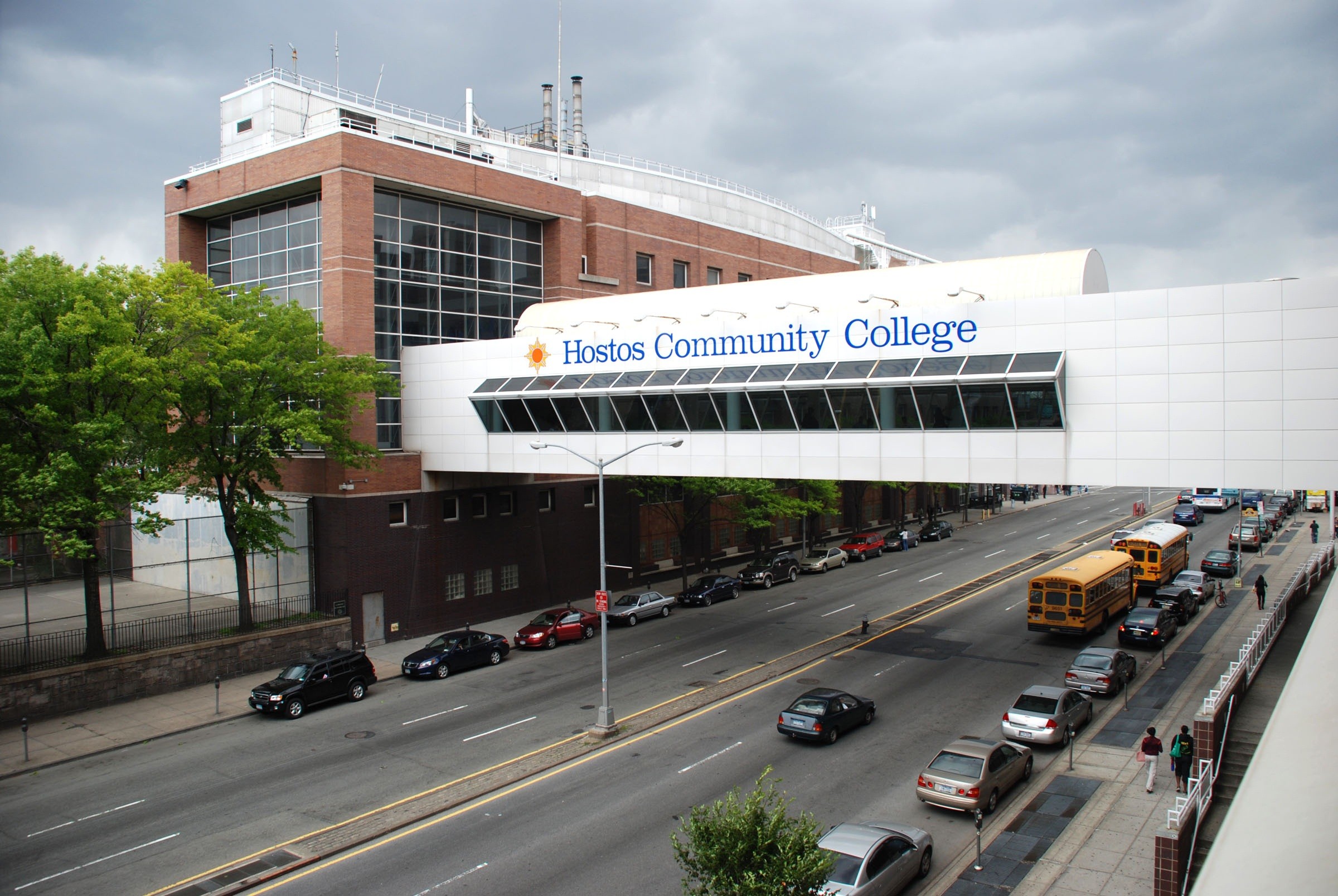 Overpass connecting buildings