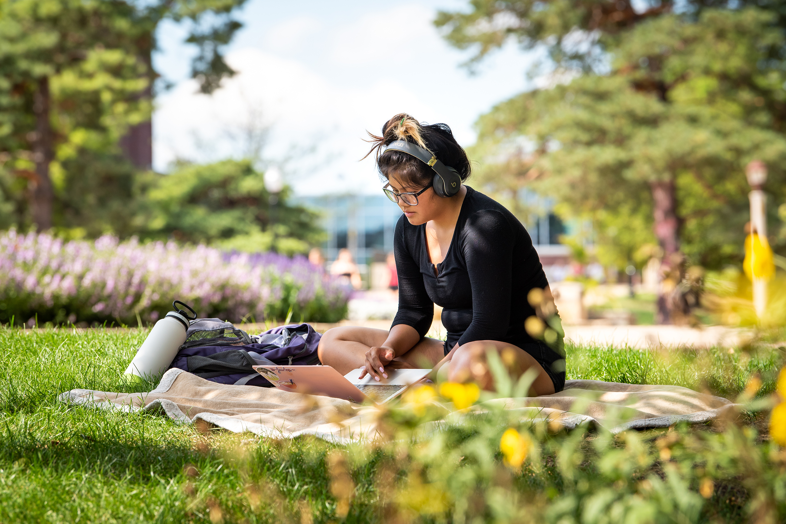 Student Studying on the Quad