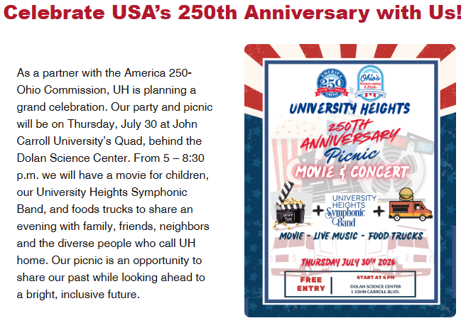 Image of University Heights 250 Anniversary Picnic and Concert by UHSB