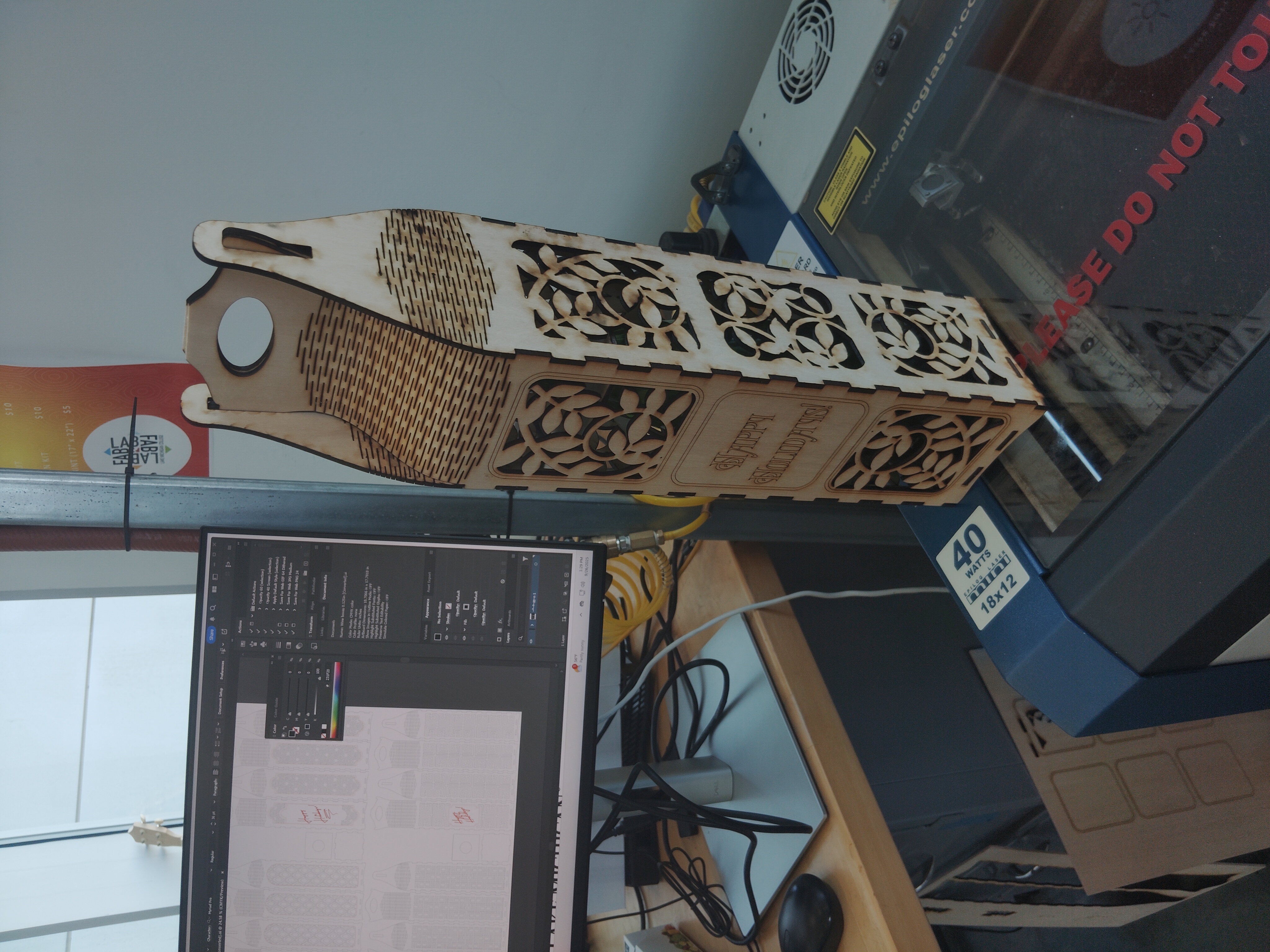 Image of Christmas Laser Cut Wine Bottle Wooden Gift Box