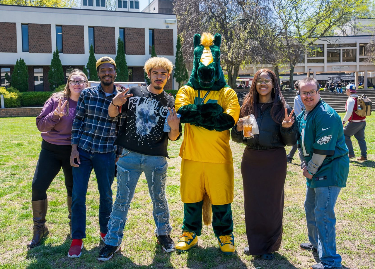 Mercer County Community College students with Maveric