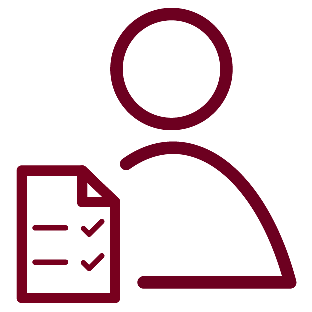 Icon of person with piece of paper.