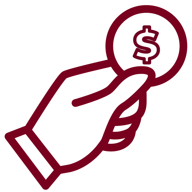 Icon of hand holding a coin