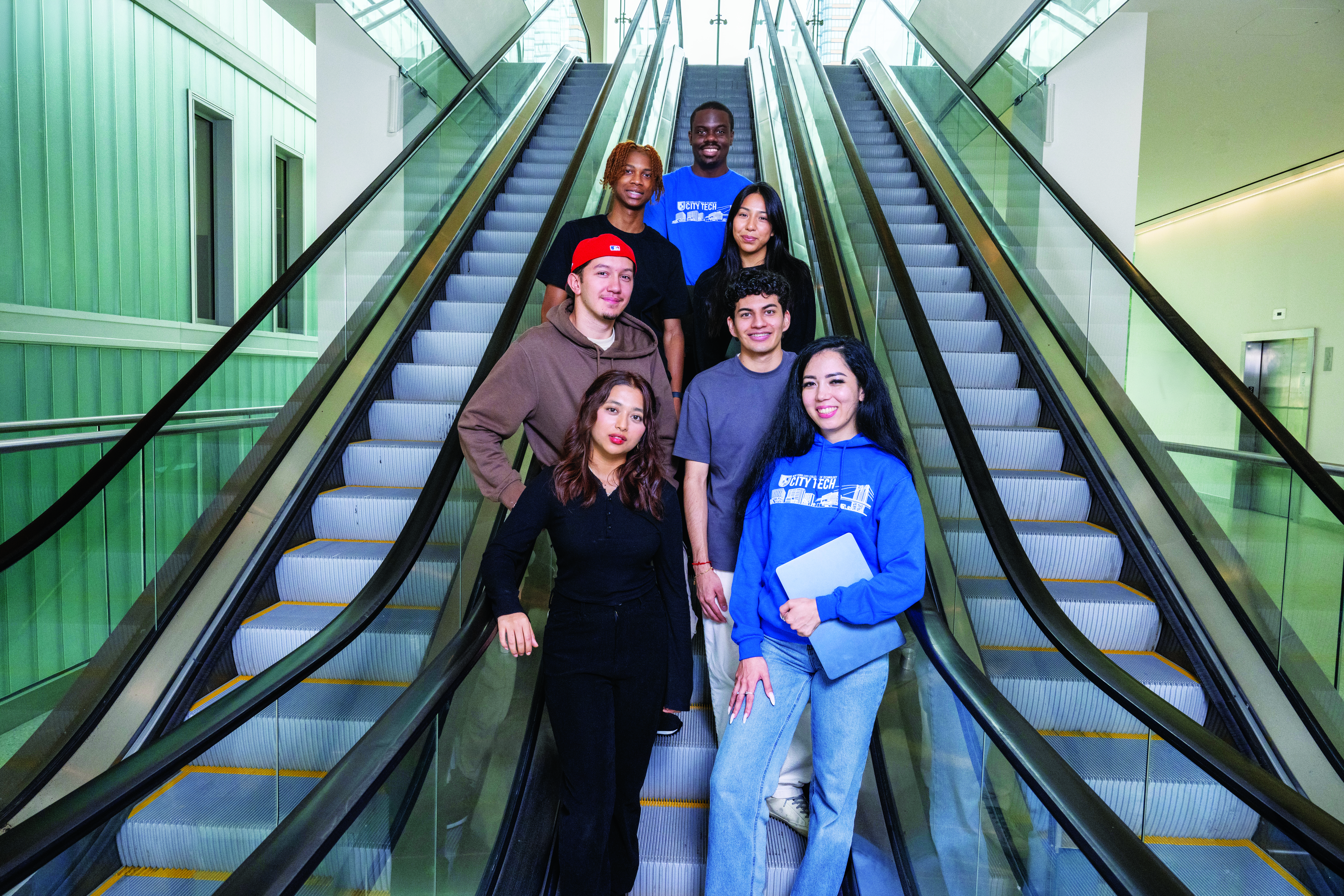 Students on Escalator