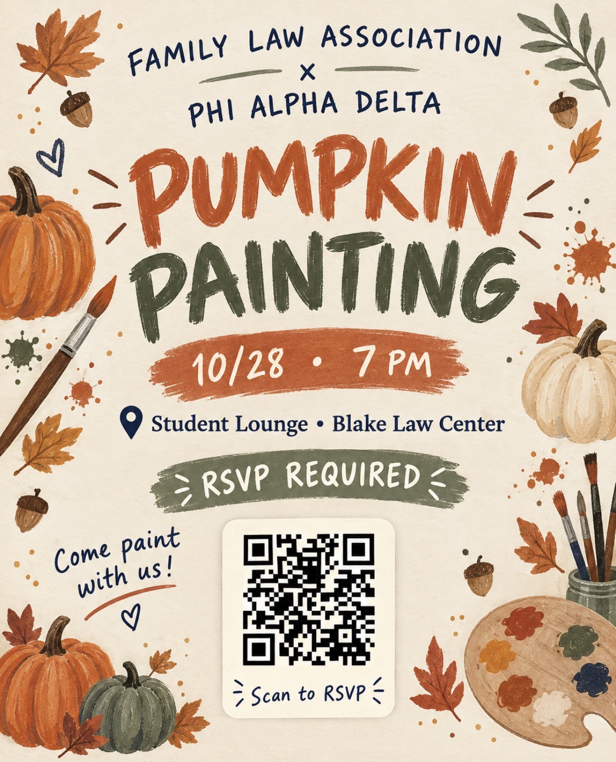 Image of Family Law Association x Phi Alpha Delta Pumpkin Painting