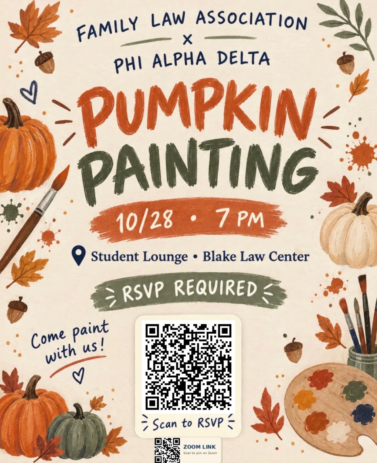 Image of Family Law Association x Phi Alpha Delta Pumpkin Painting